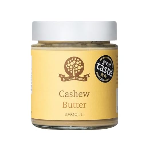 Nutural World - Cremige Cashew-Nussbutter 100% pur (170g netto) im Glasgefäß - Vegan, ohne Zusatz von Salz, Zucker oder Palmöl - ein Preisgekröntes Produkt