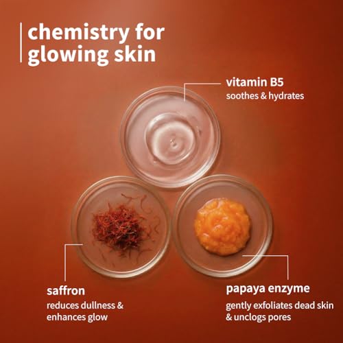 Image of Plum Saffron & Papaya Glow Bright Face Wash | Enhances Glow & Brightens Skin | With Vitamin B5 | Fights Dull Skin | Non-Drying, Gel-Based, Sulphate-Free Face Wash | For All Skin Types | 100% Vegan | 50ml