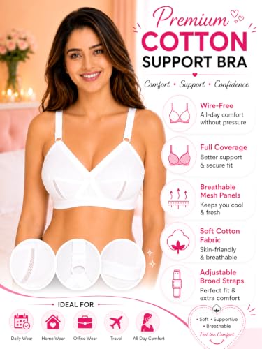 Image of SONA Perfecto Cotton Bra for Woman Full Coverage Everyday Non-Padded Wirefree