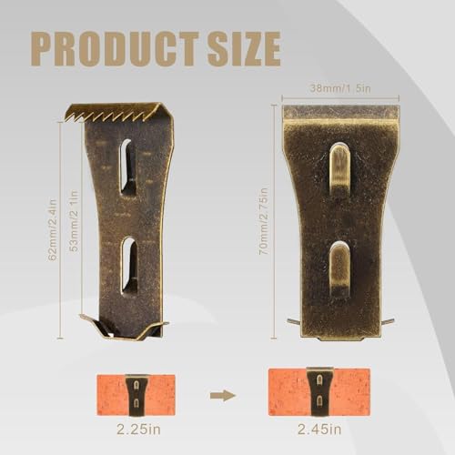 Image of Brick Hooks Clips, 8PCS Steel Brick Hangers Fits Standard Bricks 2 1 /4 Inch to 2 3 /8 Inch in Height Brick Wall Hangers Clamps for Wall Hanging Outdoor Indoor