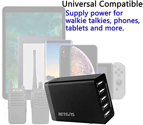 Retevis 5-Port Usb Wall Charger Radio Charging Station Compatible With Rt68 Rb28 Rt19 Rt22P Nr10 Rt18 Rt22S H777 Rb89 Rt86 Rt45P Rb29 Baofeng Cobra Hyt Walkie Talkies And Iphone (1 Pack) #TOP2