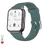 DAM Smartwatch QS16 con termómetro Corporal, Monitor de tensión y O2. 24 Modos Deportivos, notificaciones de apps. 4,8x1x3,8 Cm. Color: Verde Oscuro