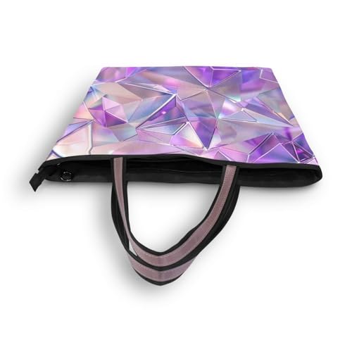 silk fabric zippered bags and totes summer chick tote handbags for women for Everyday & Travel (Holographic Shine Pattern Lavender Pattern) L4
