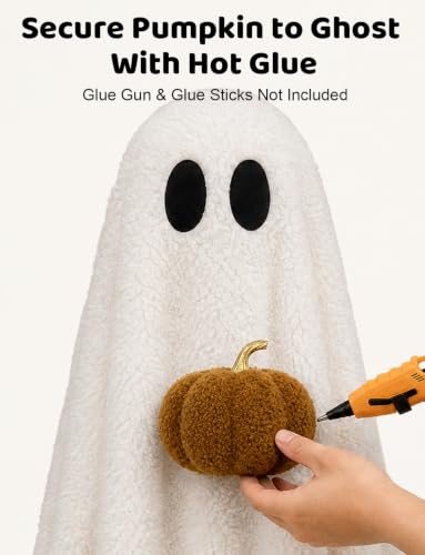 Halloween Decorations Indoor 3.6FT Light-Up Sherpa Ghost with Pumpkin - image 3