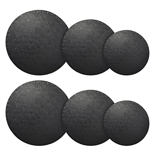 8" 10" 12" Black Cake Drum Set For Baking Supplies, Round Cake Boards For Desserts (6 Pack) #TOP1