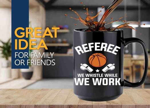 Taza de café para árbitro de baloncesto 15oz negra miniatura 2