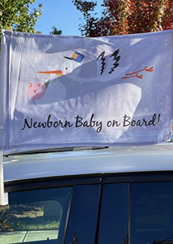 Image of Newborn Baby on Board Car Flag for Car Windows