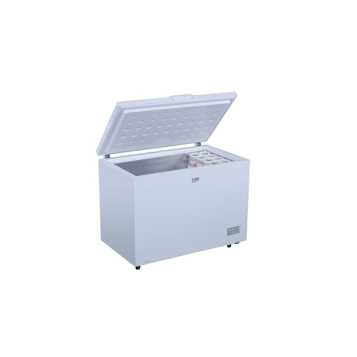 Beko CF316EWN - Congelador, 308 L, 1 cesta de congelación, alarma de temperatura, ruedas de transporte, sistema de visualización LED, 40 dB (A), color blanco