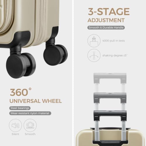 Image of Carry on Luggage Top opening Suitcases, Expandable with Cup Holder and USB Charging Port,Lightweight with Front Pocket Rolling Suitcases with Spinner Wheels