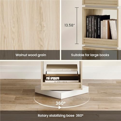 Image of ModernMate 4-Tier Rotating Bookshelf Tower, 360 Spinning Bookcase