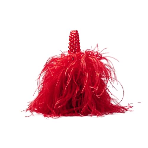 Image of Miuco Real Natural Ostrich Feather Beaded Handbags For Women Handmade | Evening Bags Clutch Purse