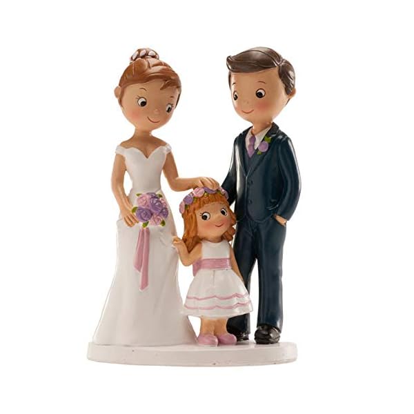 RegalosDeBodaOnline Figura Boda Personalizada Novios muñecos con Hija Tarta Figuras GRABADAS niña - Imagen 3