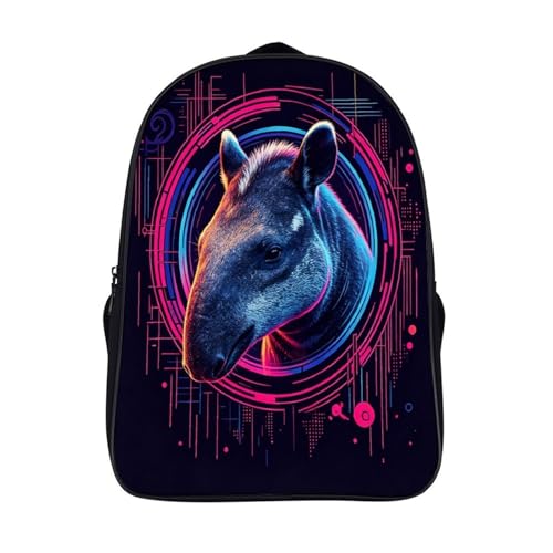 Sac à dos tapir imprimé en 3d à 2 compartiment pour école livre et ordinateur portable ado