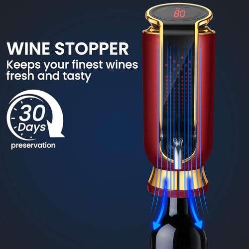 BLUBYEES Luxurious 4-in-1 Electric Wine Aerator, Decanter, Dispenser & Vacuum Saver with LED Display - Wine Pourer Gift for Women and Wine Lovers