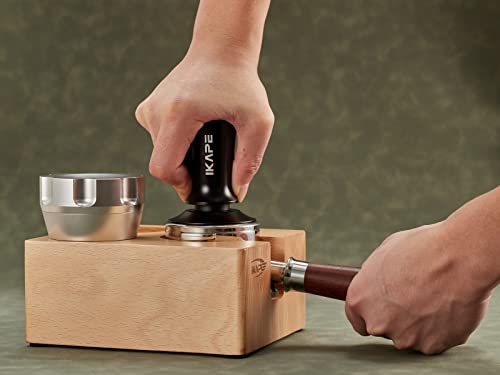 Ikape Espresso Tamper Holder, 58Mm Wood Coffee Tamper Station Base, Natural Wooden Espresso Tamp Mat Stand Fit For 58Mm Espresso Accessories - Can Adjustable Portafilters Stand Height (3 Hole) #TOP3