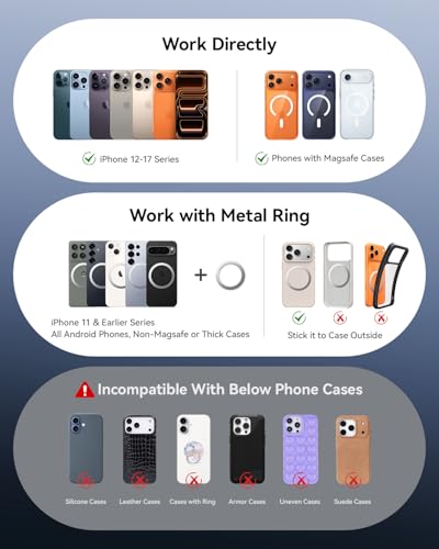 Image of Pro Vacuum Magnetic Car Phone Holder for Magsafe 98+ LBS Strong Suction Cup Phone Mount for Car Dashboard Windshield Screen 360 Adjustable & Foldable Cell Phone Car Mount for iPhone & Android