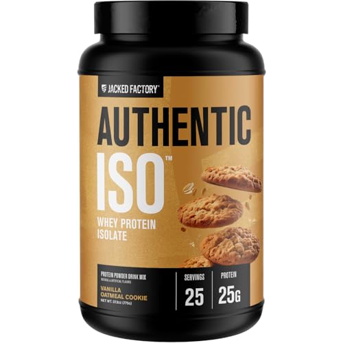 Image of Jacked Factory Authentic ISO Whey Protein Isolate Powder - Low Carb, Non-GMO Muscle Building Protein w /No Fillers, Post Workout Recovery - 25 Servings, Vanilla Oatmeal Cookie