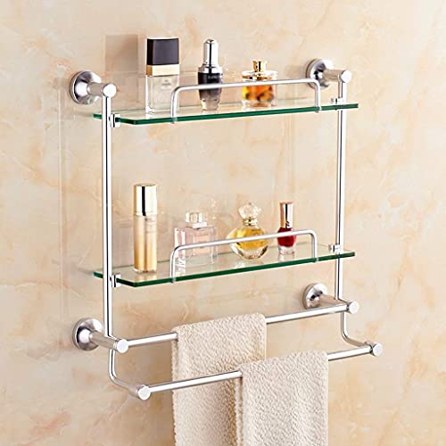 Étagère de salle de bain double pôle avec rail anti-chute