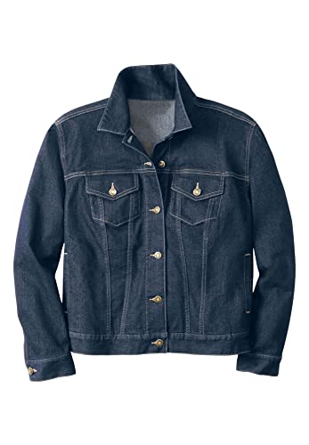 Woman Within Plus Size Stretch Denim Jacket Cropped Jean Jacket3