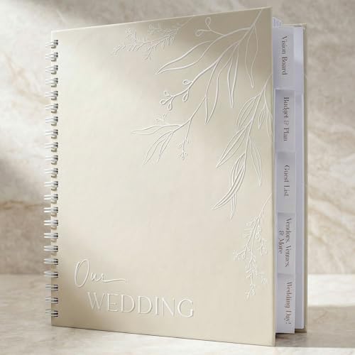 Beautiful Minimalistic Wedding Planner Book and Organizer - Enhance Excitement and Makes Your Countdown Planning Easy - Unique Engagement Gift for Newly Engaged Couples Future Brides and Grooms
