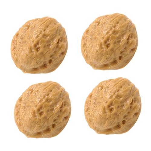Abaodam 4Pcs Decorative Walnut Models Realistic Simulation Props for Home Photography and Scene Layout Lifelike Plastic Nut Ornaments for Play and Home Decor