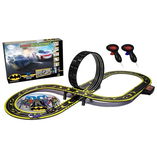 Scalextric Micro Car Race Track Sets for Kids Age 4+ - Batman vs Joker Themed Construction Set Battery Powered Racing Slot Cars Kids Play Vehicles - Mini Toy Tracks for Boys