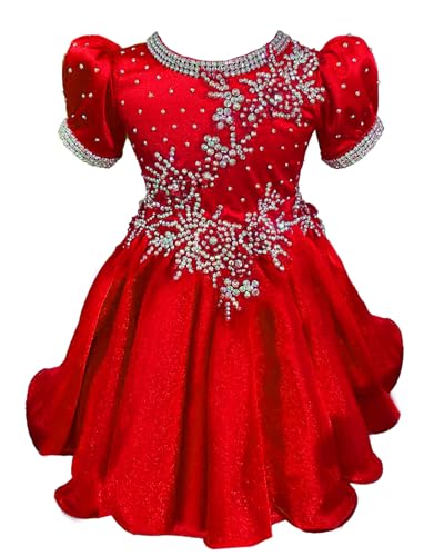 Infant Girls' Cupcake Pageant Dress Sequin Beaded with Bow Knot Toddler Baby Girl's Formal Gowns
