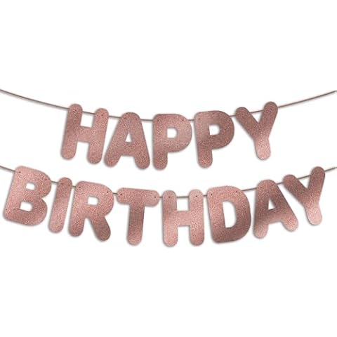 JunyRuny Rose Gold Birthday Banner Cover