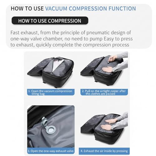 Image of KARRIER Vacuum Compression Backpack with Built-in System for Clothes & Gear Laptop Bags Backpacks for Men and Women 3-in-1 Space-Maximizing Organizer