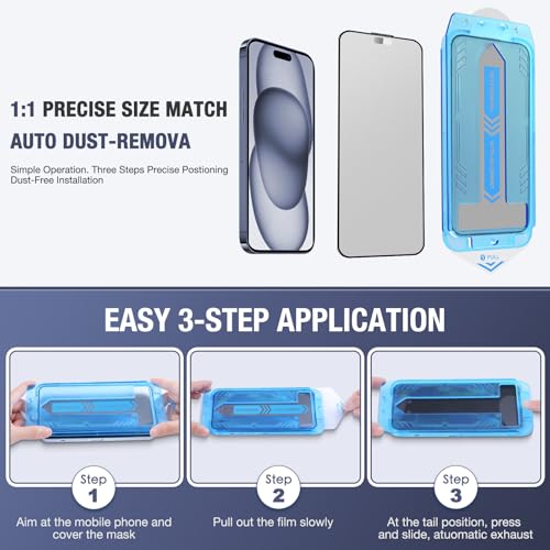 Image of 2-Pack Matte Screen Protector for iPhone 16 Plus and iPhone 15 Plus and iPhone 14 Pro Max 6.7-Inch 9H Tempered Glass, Full Coverage, Anti-Fingerprint, Auto Dust-Elimination, No Bubble, Easy Installation