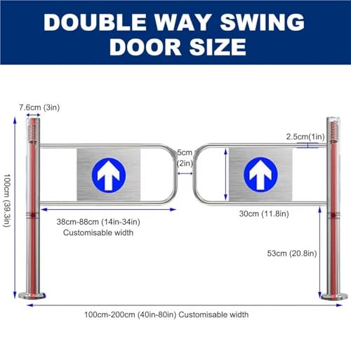 Barrera de Seguridad metálica con Resorte para supermercados y almacenes, Apertura de 90°, Barrera Industrial (120 cm x 100 cm) - Solución de Control de Acceso Duradera y