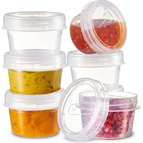 PLASTICPRO 12 Pack Twist Cap Food Storage Containers with Clear Screw on Lid- 4 oz Reusable Meal Prep Containers - Small Freezer Containers Microwave Safe Clear Plastic Food Storage Cover