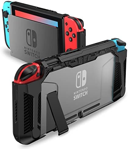 PiMivco Dockable Case for Nintendo Switch 2017,Protective Case Compatible for Nintendo Switch and Joy-Con Controller ,TPU Grip Cover with Shock-Absorption and Anti-Scratch Design(Black)