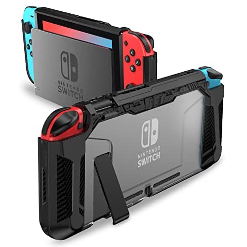 PiMivco Dockable Case for Nintendo Switch 2017,Protective Case Compatible for Nintendo Switch and Joy-Con Controller ,TPU Grip Cover with Shock-Absorption and Anti-Scratch Design(Black)…