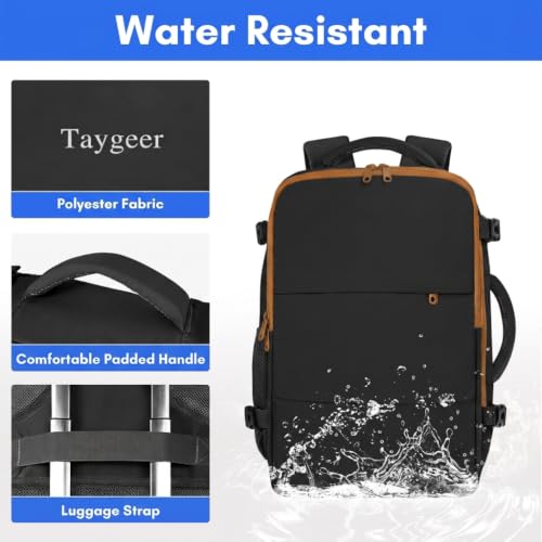 Image of Taygeer Backpack for Women, Carry on Backpack with Laptop Compartment | Travel Laptop Mochila Carry On Luggage with Shoe Pouch, Airline Approved Personal Item Bag For Weekender Hiking, Black Khaki