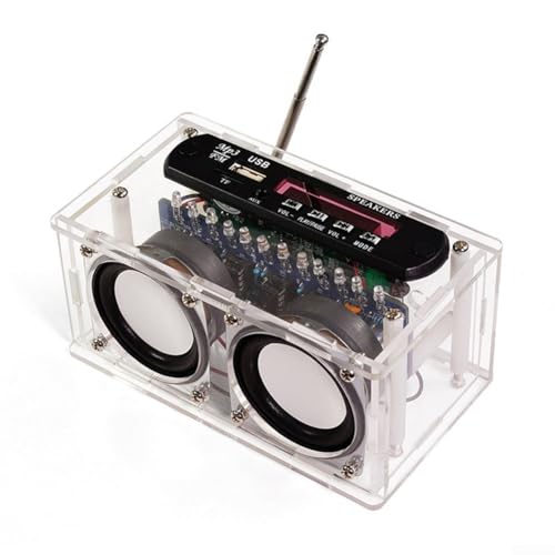 Feeshoppher Kits de radio FM, kit de altavoces electrónicos con Bluetooth, radios FM, altavoces electrónicos, kits de práctica de soldadura con indicador LED, control remoto para principiantes y