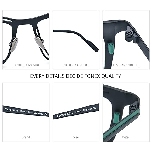 Image of FONEX Pure Titanium Glasses Frame Men Square Magnet Clip On Eyeglasses with Polarized Lens