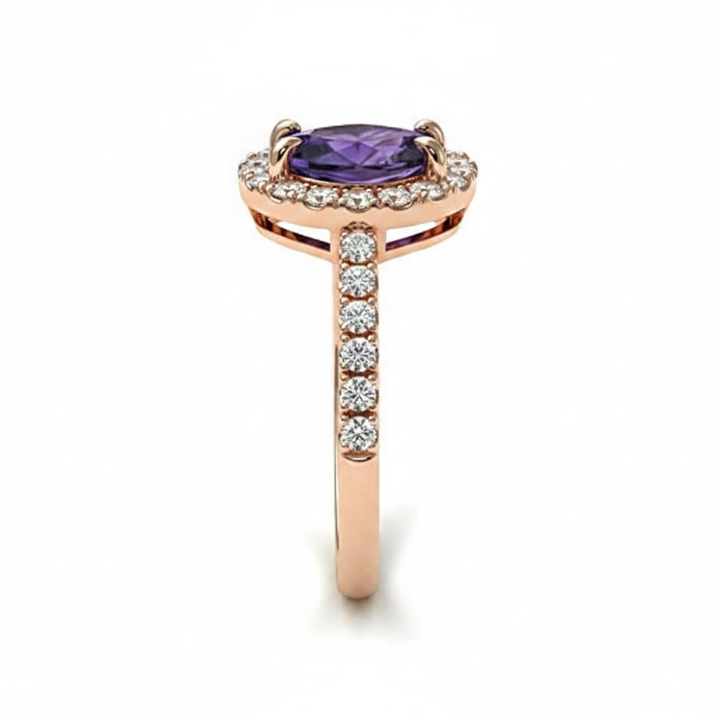 Scegli la Tua Pietra preziosa Anello in Oro Rosa a Forma di Pera Halo Letest Design Fidanzamento di Nozze Gioielli Fatti a Mano e alla Moda