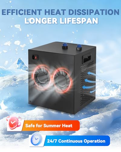 Image of Poafamx 1 /3 HP Aquarium Chiller, Quiet Fish Tank Water Chiller 40-80 Gal | Energy-Saving Aquarium Cooler with Pump & Tubing for Large Saltwater Freshwater Axolotl Coral Reef Hydroponic Systems