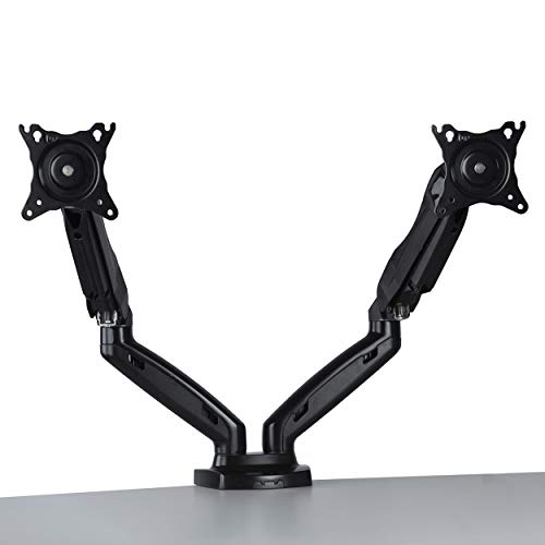 Atlantic Full-Motion Gas-Spring Desk Mount - Dual Arm for 2 Computer Monitors 17 to 27 inch from 4.4lbs to 14.3lbs, PN63607224