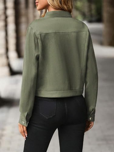 Chic Women's Army Green Casual Coat for Fall and Winter - X-Large Comfort Style - Image 2