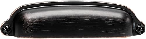 Miniatura 9 de Tiradores europeos antiguos de 3 34 (3.780 in) pulgadas con agujero central para cajones, accesorios para gabinetes de cocina, paquete de 10, bronce