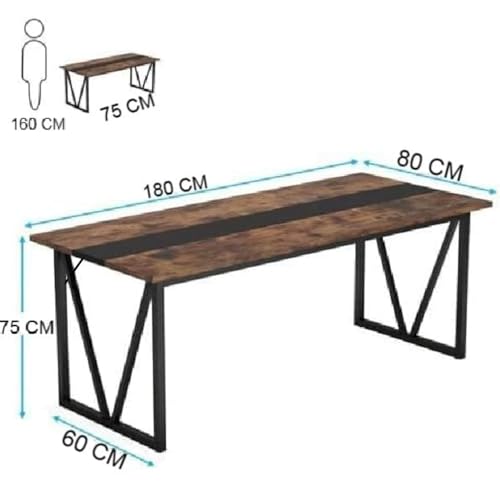 Image of TEKAVO Minda Office Workstation Table for Conference Room | Large Office Computer Work Table | 180 cm Long, 80 cm Wide