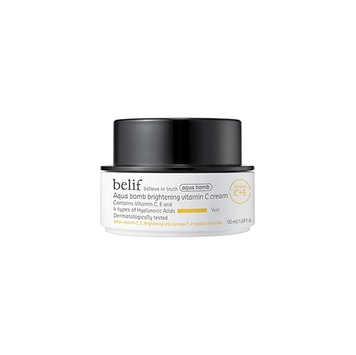 belif Aqua Bomb Crema hidratante facial con vitamina C, infundida con ácido hialurónico, vitamina C y vitamina E, hidratación intensa, para todo