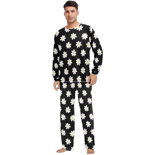 Fustylead Various of Background Matching Couple Pajama Set Flower Floral 2 PCS Long Sleeve Lounge Sleepwear for Men & Women2