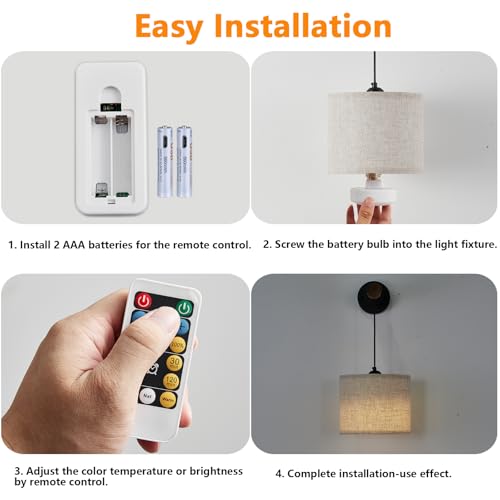 Image of XSDeTu E26 Battery Operated Light Bulb for Lamps, Screw in LED Puck Lights with Remote, Replacement AA Battery Powered Dimmable Timer Light Bulb with USB Cable for Non Electric Wall Sconce,1 Pack
