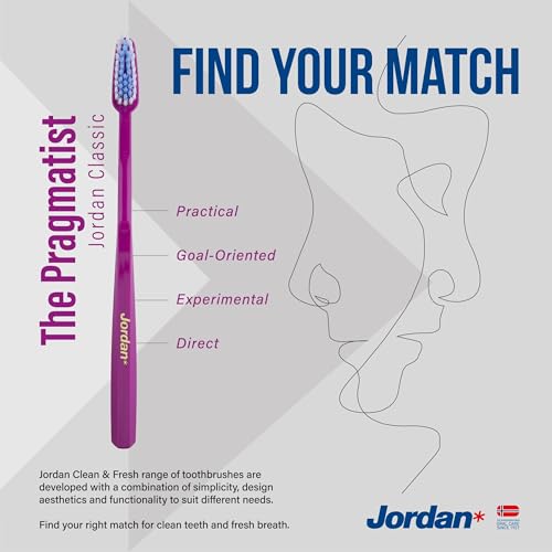 Image of Jordan Manual Toothbrush Soft Bristles BPA Free Ergonomic Design Imported Brush gentle to Teeth & Gums For Adults & Youths (Assorted colour) (Pack Of 3)