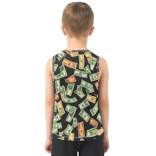 Boys Tank Top Shirts Money Cartoon Dollar Sleeveless T-Shirts Crew Neck for Kids Clothing Children3