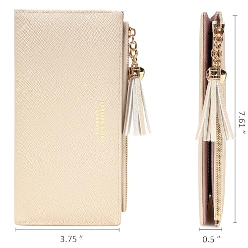 Image of Valentoria Womens Wallet Cute Elegant Long Slim Card Holder Case Minimalist Coin Purse Thin Tassels Zip Clutch Wallets for Girls Ladies | Cute