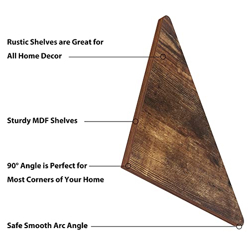 Horlimer Floating Corner Shelves Set Of 6, Rustic Wood Wall Shelves For Bathroom Kitchen Bedroom Living Room Office Nursery #TOP1